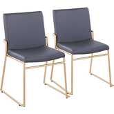 Dutchess Dining Chair in Gold Steel & Grey Leatherette (Set of 2)